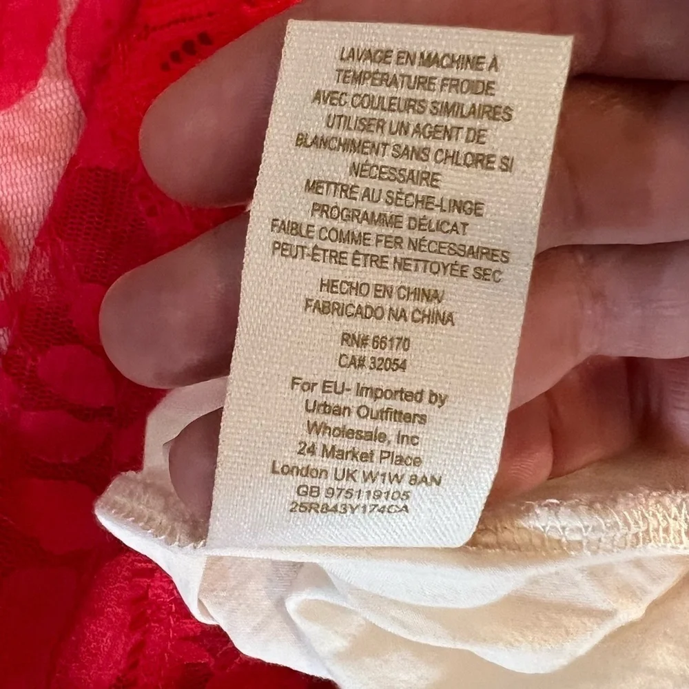 Free People Red Lace Dress With White Slip‎ Size 8